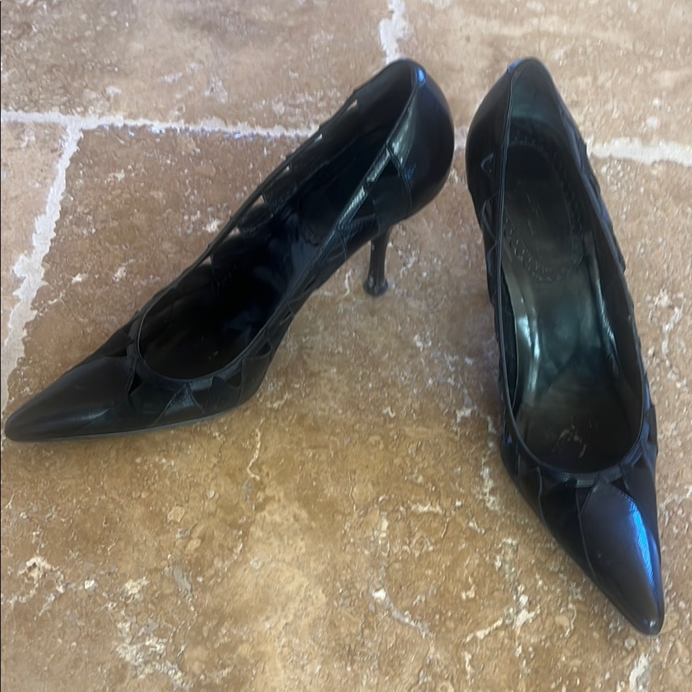 Via Spiga Black Patent Leather Heels